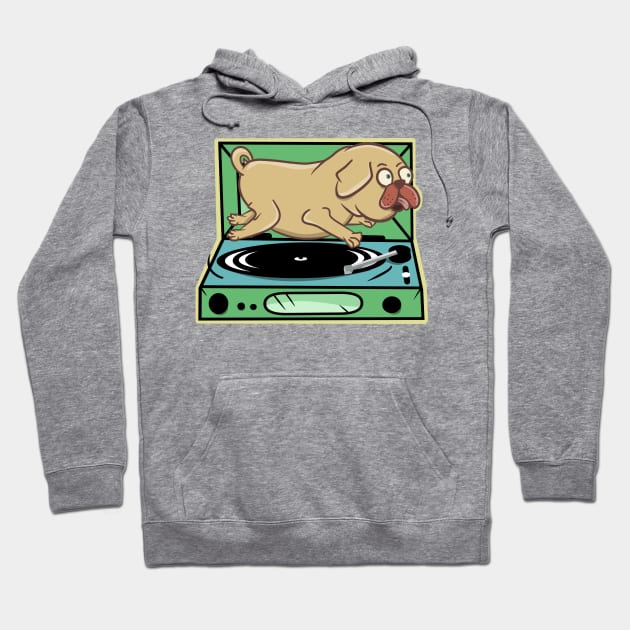 Pug Vinyl Turntable Hoodie by mailboxdisco